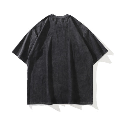 Short Sleeve American Retro High Street Heavy Vintage Washed Old Loose National Fashion Brand Couple Half Sleeve T-shirt