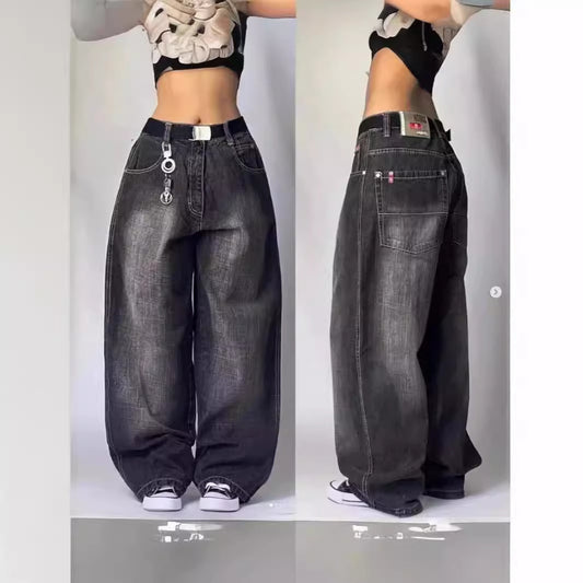 American Style Loose Straight-Leg Jeans Men&#039;s Retro Hip-Hop Gothic Street Clothing Harajuku Men&#039;s Casual Pants