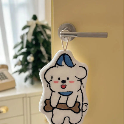 Cute Animal Hanging Hand Towel – Soft Plush Absorbent Bathroom Towel