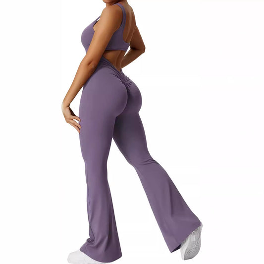 Women Sleeveless Flare Jumpsuits Sexy Backless Tank