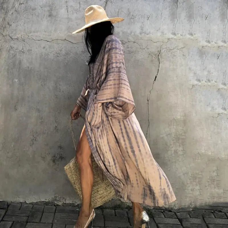 New European And American Lace-up Printed Cardigans, Beach Skirts, Bikini Blouses, Swimsuits, Cardigans, Sunscreens, Holiday Skirts