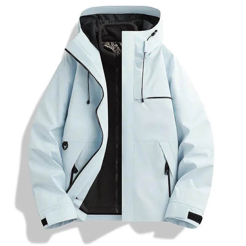 Graphene Outdoor Jacket For Men And Women, Three-in-one Windproof And Waterproof Hiking Hooded Mountaineering Jacket