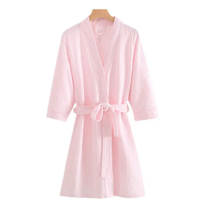 Bathrobe Summer Spring And Autumn Thickened Nightgown Loose Waffle Bathrobe Beauty Salon Hotel Spring And Summer Morning Robe Couple Pajamas