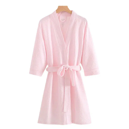 Bathrobe Summer Spring And Autumn Thickened Nightgown Loose Waffle Bathrobe Beauty Salon Hotel Spring And Summer Morning Robe Couple Pajamas