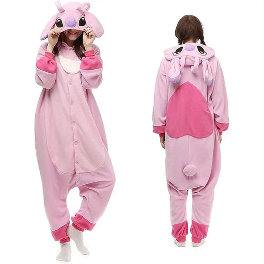 Cartoon One-piece Pajamas, Polar Fleece Long-sleeved Couple Pajamas, Adult Home Clothes