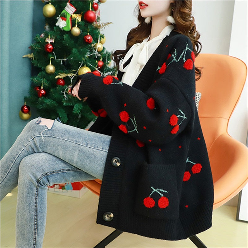 Sweater Women's Autumn And Winter New 2021 Knitted Cardigan Women's Loose Sweet Internet Popular All-match Lazy Style Women's Coat Trendy