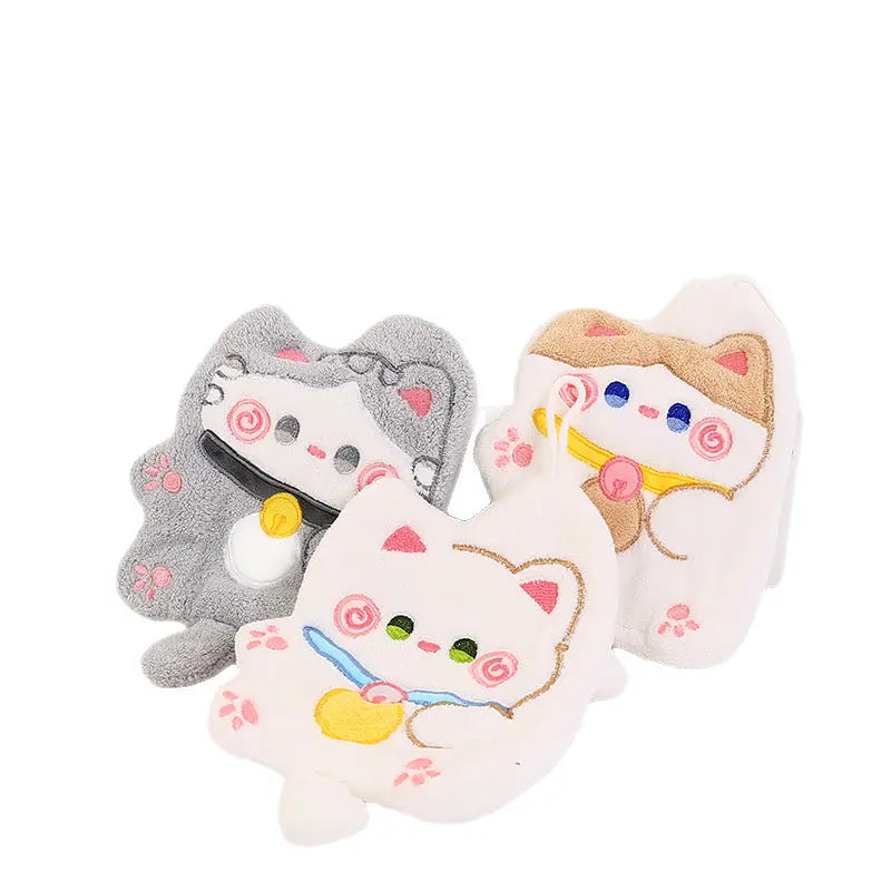 Lucky Cat Hanging Hand Towel – Soft Plush Absorbent Bathroom Towel