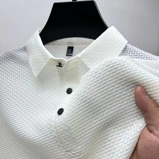 Premium shirt or t-shirt available in black, white, blue, khaki, green, and more – featuring a textured woven pattern, soft breathable fabric, and refined craftsmanship for stylish everyday wear.
