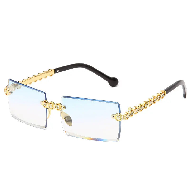 Spot Diamond Fashion Cut Edge Women's Sunglasses Street Shot Box Trend Sunglasses