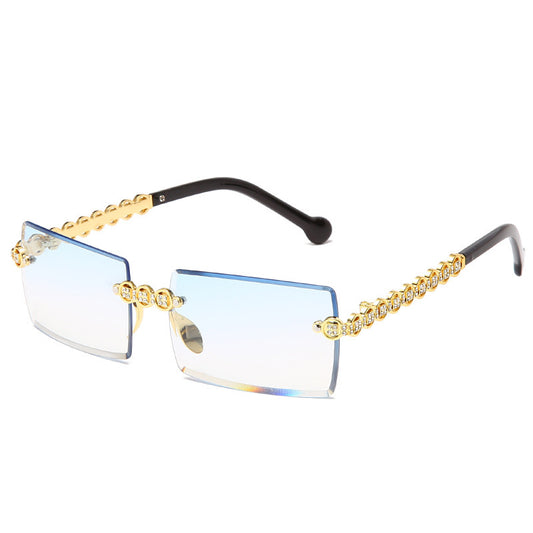 Spot Diamond Fashion Cut Edge Women&#039;s Sunglasses Street Shot Box Trend Sunglasses