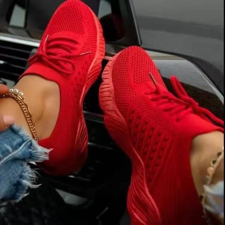 2022 Independent Station Spring And Autumn New Flying Weaving Women&#039;s Shoes Air Cushion Bottom Large Size Mesh Breathable Casual Shoes Cross-border Women&#039;s Shoes