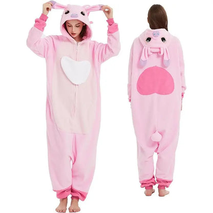 Cartoon One-piece Pajamas, Polar Fleece Long-sleeved Couple Pajamas, Adult Home Clothes