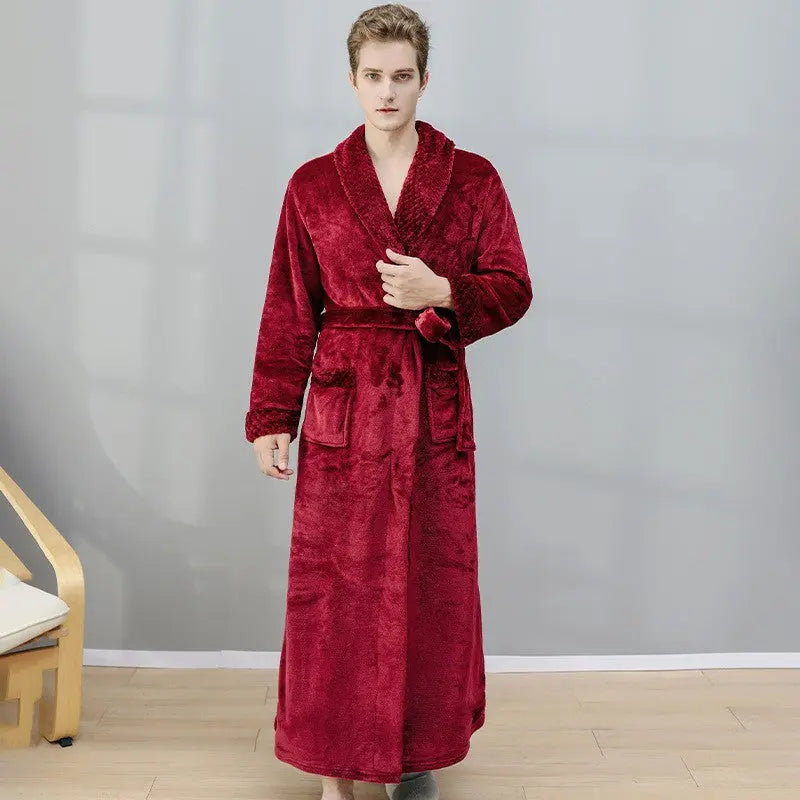 Women/Men Long Section Coral Fleece Plus Velvet Thick Couple Bathrobe