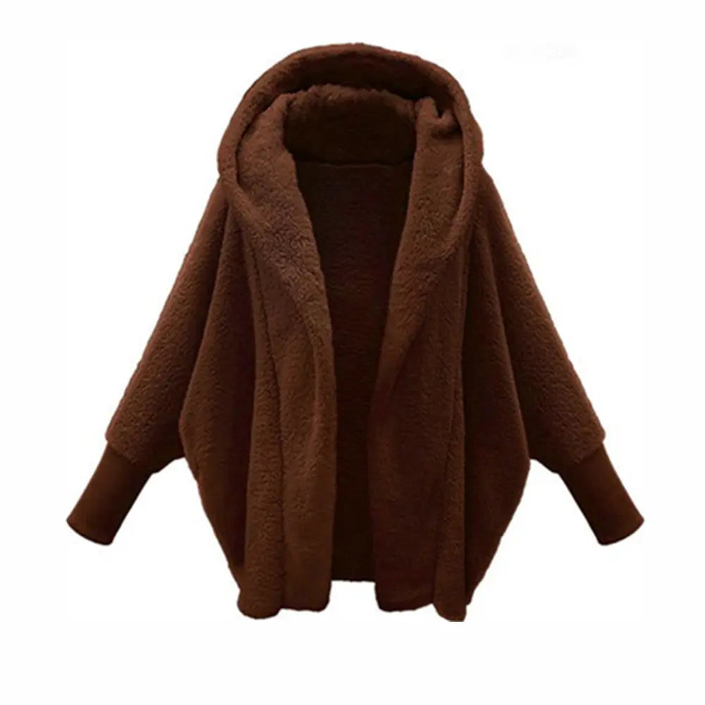 Aliexpress Wish Ebay2025 Autumn And Winter European And American Women's Clothing Solid Color Long-Sleeved Hooded Loose Plush Velvet Jacket For Women