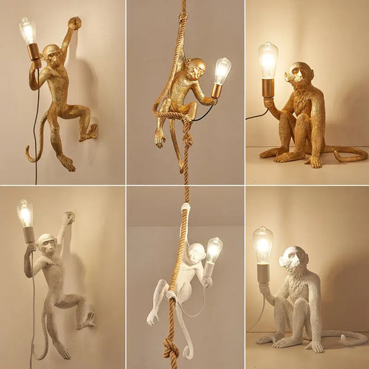 Resin Monkey Chandelier Industrial Wind Lamp Decorative Lamp