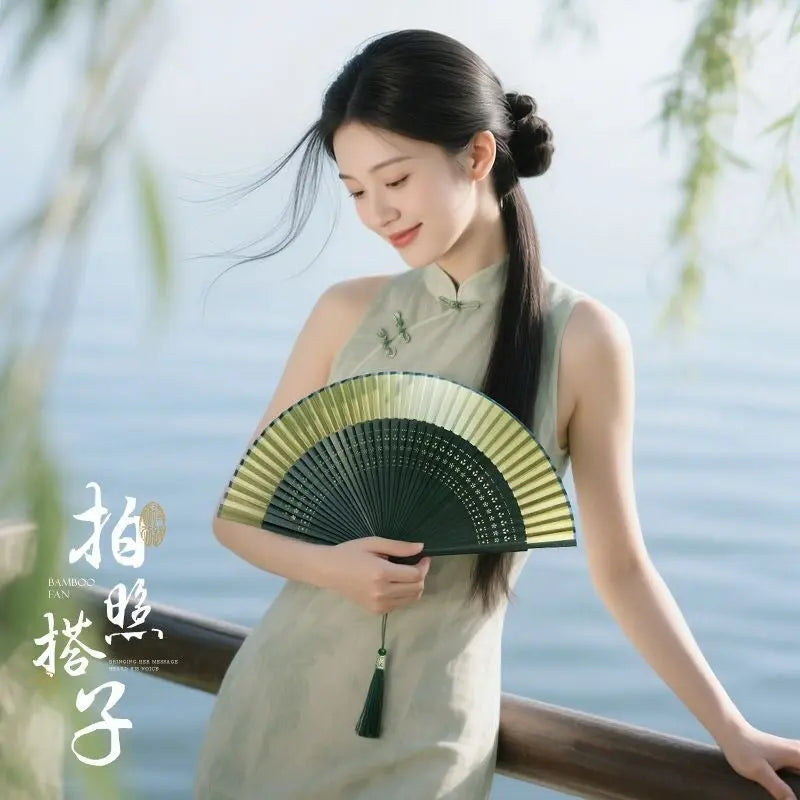 Folding Fan, Ancient Style, Summer Portable Folding Small Fan, New Chinese Style, Classical Female Hanfu Cheongsam Dance Fan