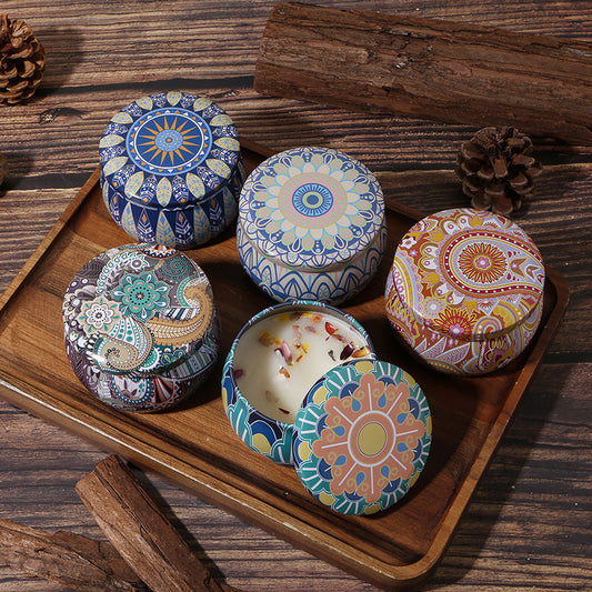 Cross-border Southeast Asia Tinplate Can Indoor Dried Flowers Aromatherapy Candle Birthday Gift Fragrance Expansion Creative Fragrance Candle