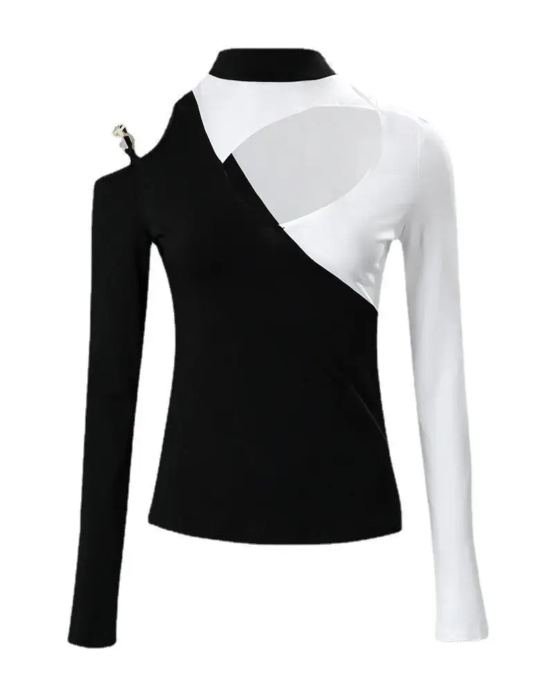 New European And American Women's Fashion Strapless Hot Diamond Long-sleeved Top