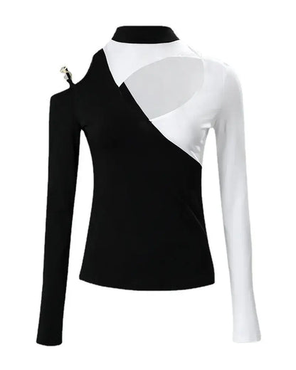 New European And American Women's Fashion Strapless Hot Diamond Long-sleeved Top