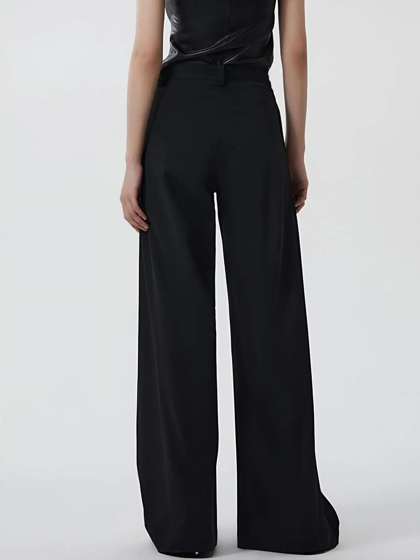 Women's Clothing Irregular Long Pants Asymmetrical Layered Button Loose Wide-Leg Pants