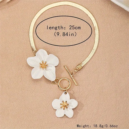 European And American Hot-selling Fashion White Elegant Simple Flower All-match Anklet Hip-hop Niche Exquisite Socialite Anklet For Women