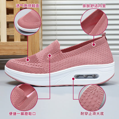 2025 Spring New Women&#039;s Shoes Cross-border Temu Slip-on Rocking Shoes Thick Sole Air Cushion Casual Shoes