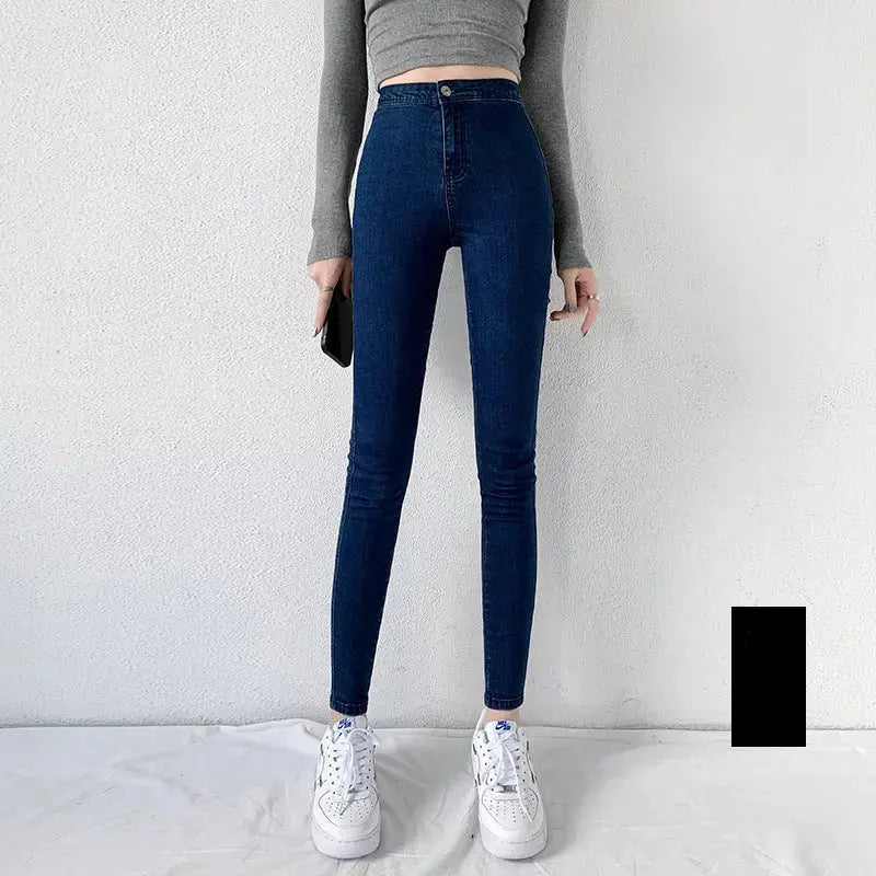 Classic European And American Jeans Women's 2021 Autumn High-waisted Tight-fitting Hip-lifting Pencil Pants Slim And Slim Pencil Pants