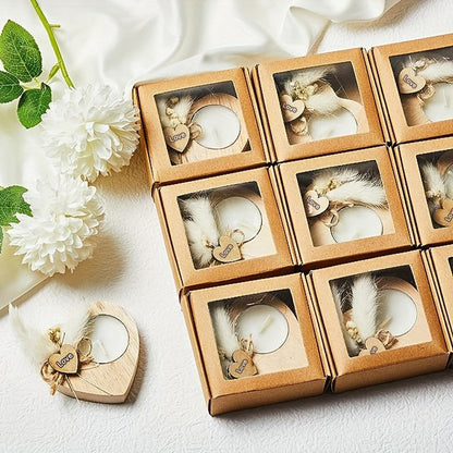 Wooden Love Candle Holder Gift Wedding Commemorative Gift Wooden Candle With Dried Flowers Thanksgiving Day Valentine's Day Wood