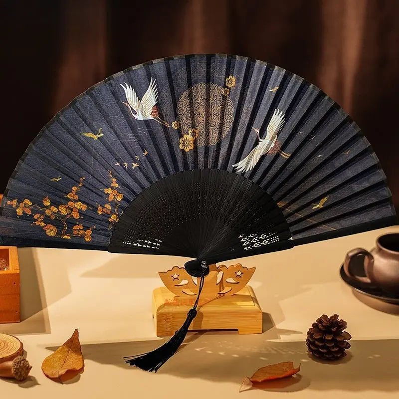 Chinese-Style Vintage Folding Fan For Women, Japanese Retro Small Classical Portable Summer Dance Fan