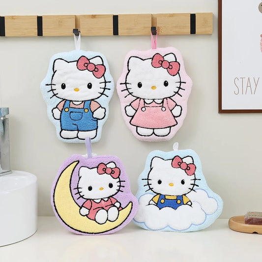 Cute Kitty Hanging Hand Towel – Soft Absorbent Bathroom & Kitchen Towel