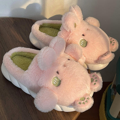 Cixi Cotton Slippers Women&#039;s Winter Bag With 2022 New Thick Bottom Cute Warm Two-wear Plush Cotton Slippers For Outer Wear