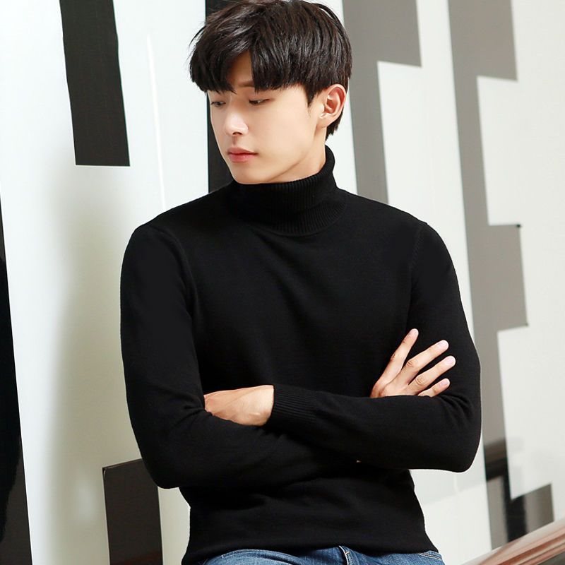 Cross-border Men's Sweater Warm Base Sweater Slim-fit Half-high Collar Korean Style Handsome Pullé Top