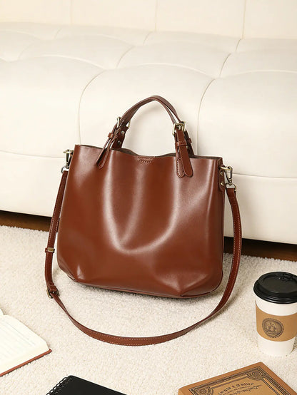 Women's Genuine Cowhide Leather Tote & Shoulder Bag
