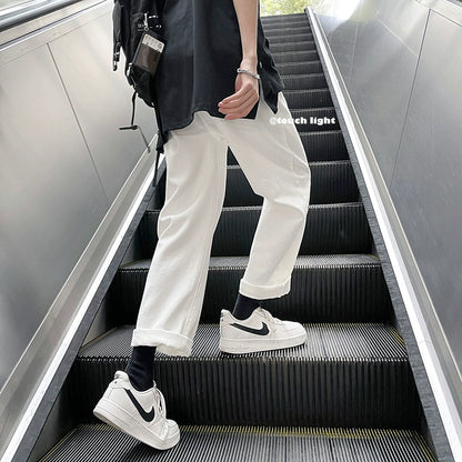 New White Jeans Men&#039;s Ins Trendy Brand Loose All-match Wide-leg Pants Casual Straight Pants Men&#039;s Spring And Autumn