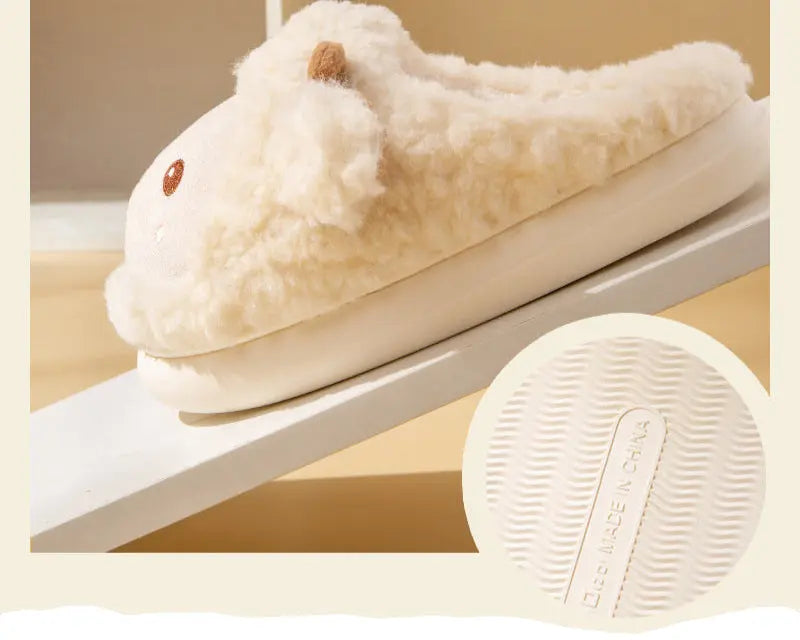 Cixi Cotton Slippers Female Winter Cute Cartoon Lamb Thick Bottom Home Indoor Non-slip Couple Winter Cotton Slippers Male