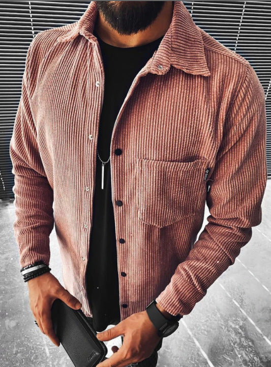 New Men&#039;s Shirt Plaid Pocket Long Sleeve Shirt