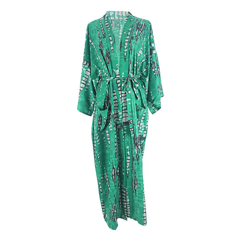 New European And American Lace-up Printed Cardigans, Beach Skirts, Bikini Blouses, Swimsuits, Cardigans, Sunscreens, Holiday Skirts