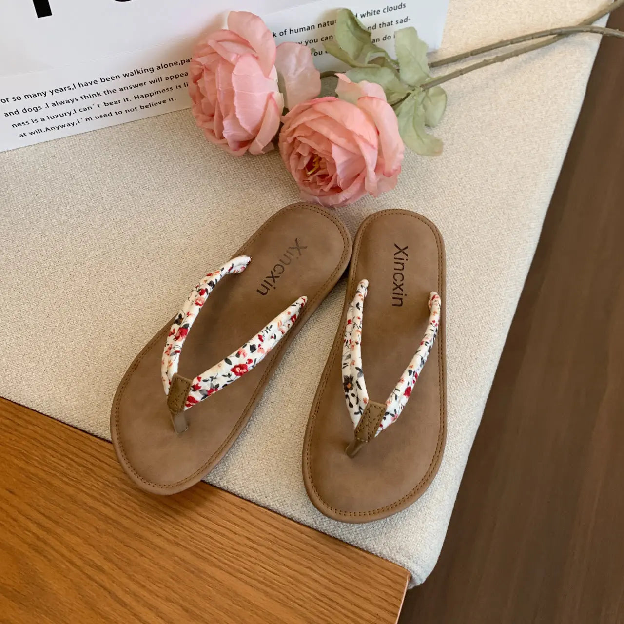 Sandals Flip-flops Women's Summer Outer Wear Flat Holiday Flip-floral Sandals Women's Seaside Sandals