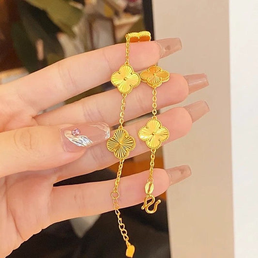 [Welfare Price] New Sand Golden Car Flower Five-flower Four-leaf Clover Women's Bracelet For Girlfriend Valentine's Day Tanabata Gift