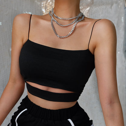 2021 Slim Base With Sexy Hollow Suspenders Fashion Vest Top Europe And America AliExpress Women&amp;#039;s Clothing