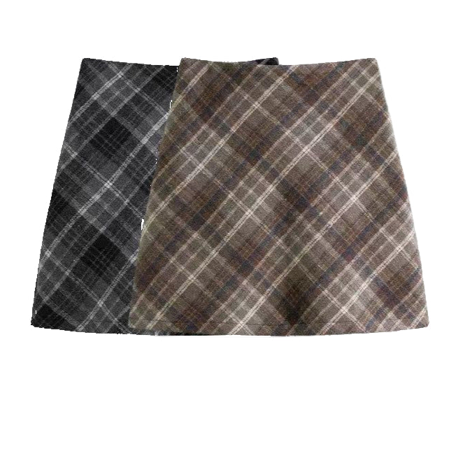 Skirt A- Shaped Short Skirt Plus Size Slight Fat MM Woolen Autumn And Winter Vintage Women's A- Line Plaid Hip Skirt Pear-shaped Body Hot