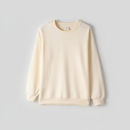 Autumn Men's Pure Cotton Terry Sweater Loose Pullover Fashionable All-match Long Sleeve Top Round Neck Solid Color Coat Men's