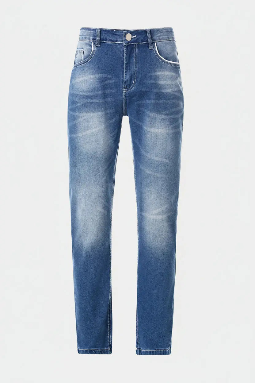 High-quality Blue Slim-fit Simple Small Straight Jeans Men's