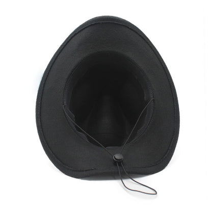 Top Hat Ethnic Style Bullmark Western Cowboy Top Hat Roll Brim Retro Horseback Riding Hat Wool Felt Hat