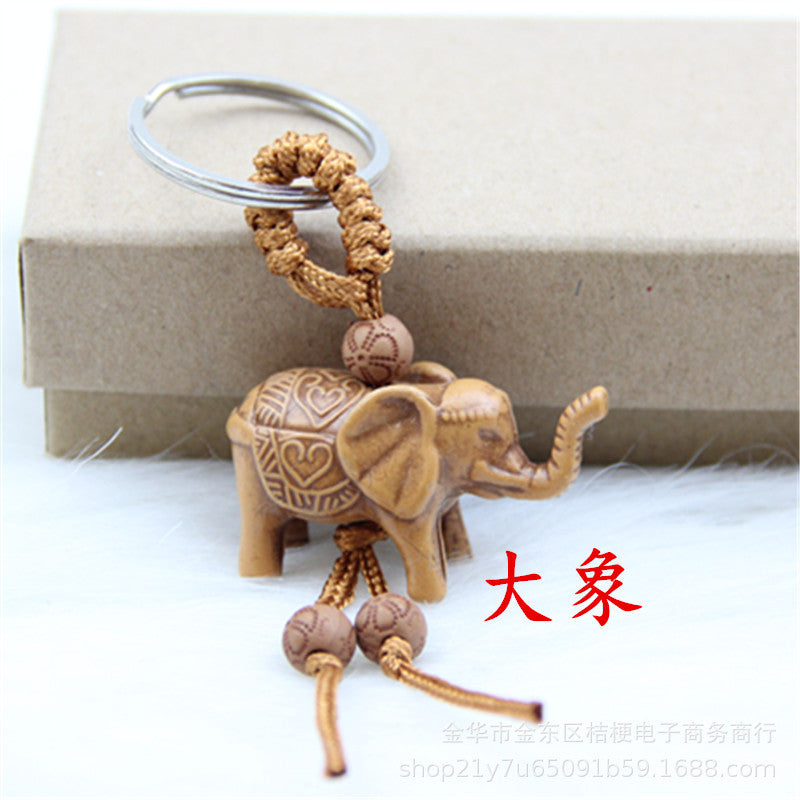 Three-dimensional Elephant Imitation Mahogany Mobile Phone Zodiac Keychain Pendant Camel Pendant Manufacturers Wholesale