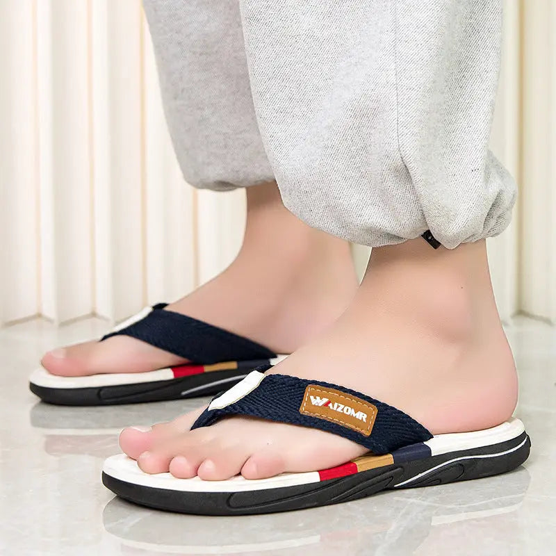 Cool Road Straight Internet Popular Sandals And Slippers Rubber Wear-resistant Flip-flops Trendy All-match Beach Shoes Men's Outdoor Slippers For Summer