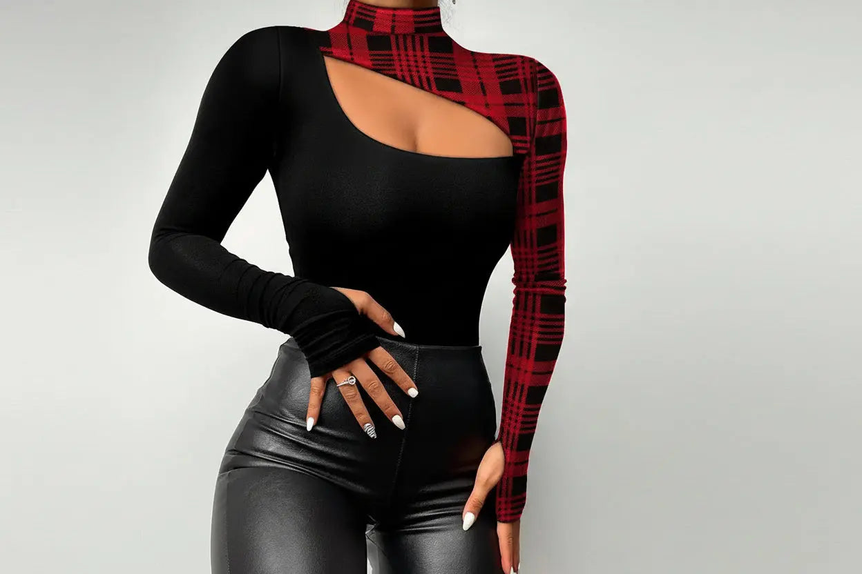 New European And American Women's Fashion Strapless Hot Diamond Long-sleeved Top