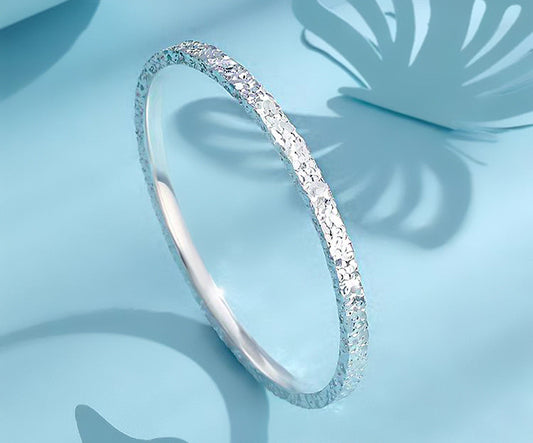 Explosions Ice Ice Foot Silver 9999 Sterling Silver Bracelet No Fading Women's Solid Niche Bracelet Tanabata Valentine's Day Gift