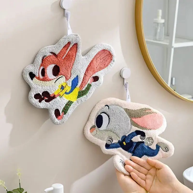 Cute Forest Friends Hanging Hand Towel – Soft Absorbent Plush Towel