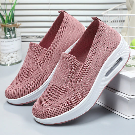 2025 Spring New Women&#039;s Shoes Cross-border Temu Slip-on Rocking Shoes Thick Sole Air Cushion Casual Shoes